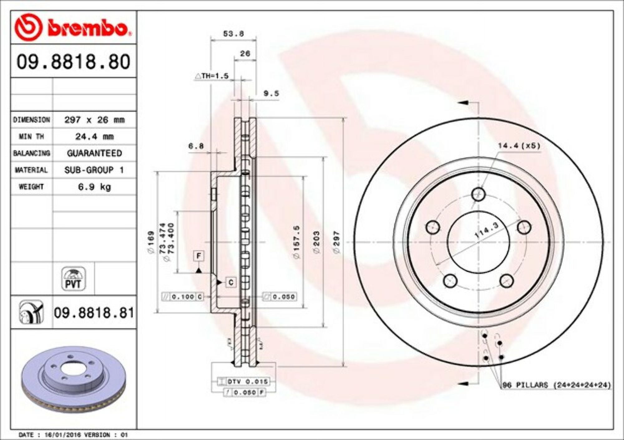 Brembo 09.8818.81 BRAKE ROTORS