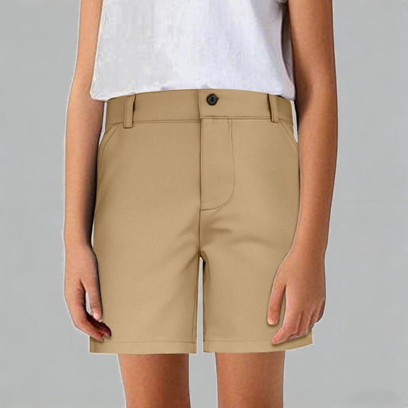 Daznico Flat Front Chino Shorts for Boys Girls Stretch Twill School Uniform Casual Dress Shorts with Side Pockets,5-6 Years