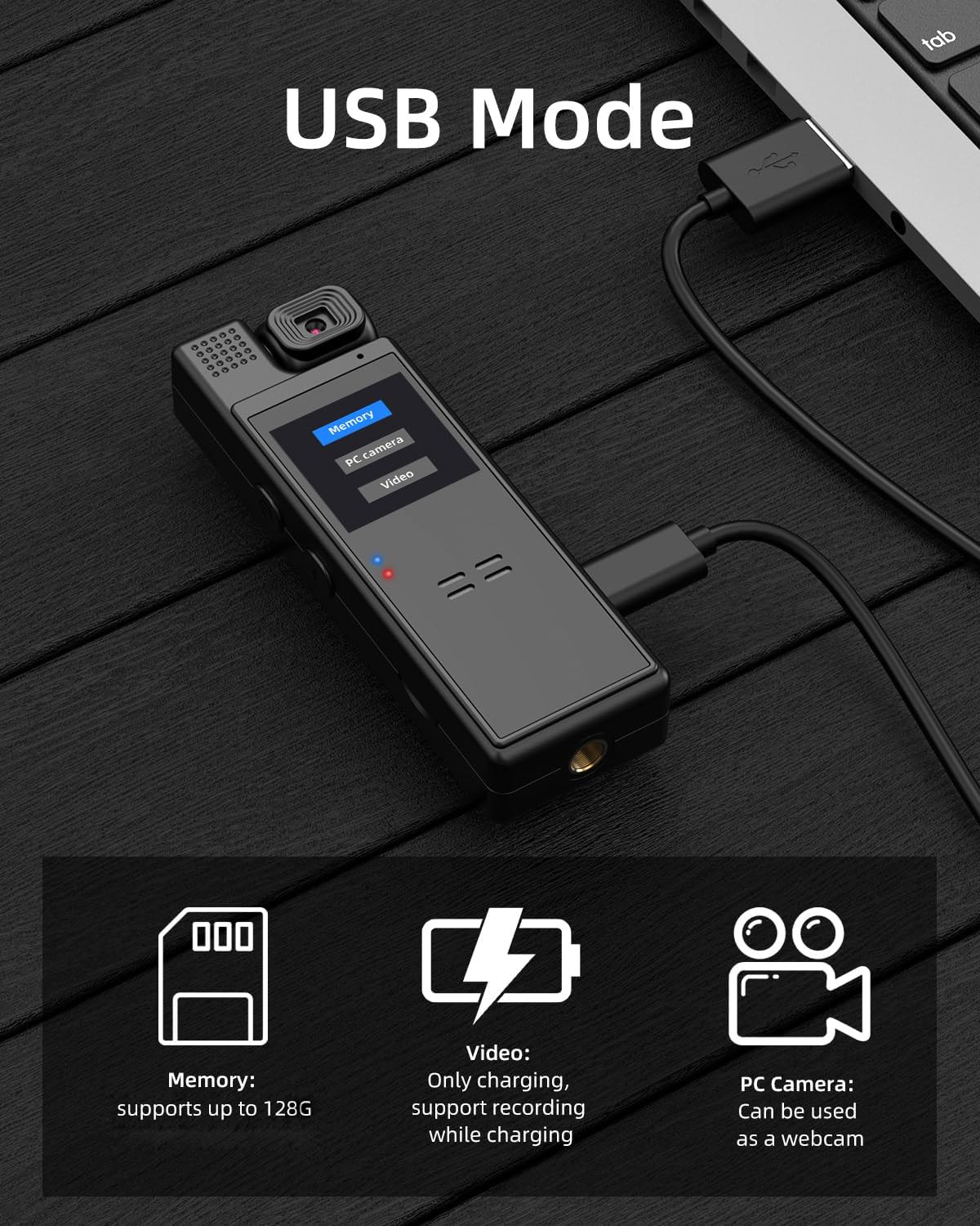 Moopom Portable Small Body Worn Cam Wearable Pocket Video Recorder 1080P with 180° Rotatable Lens