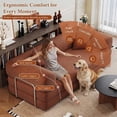 thumbnail image 3 of avobird 78" Convertible Sofa Bed, 5-in-1 Corduroy Futon Pull Out Couch, No Assembly Boneless Sleeper Sofa for Living Room & Bedroom, Orange, 3 of 5