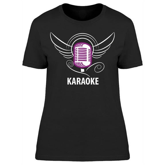 Karaoke Sketch Mic Wings Tee Women's -Image by Shutterstock