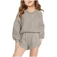 thumbnail image 3 of Uxgjfwu Summer Clothes Boys Girls Long Sleeve Sweater Tops and Shorts 2 Piece Outfits Set Casual Sports Set Sizes 1-14, 3 of 7