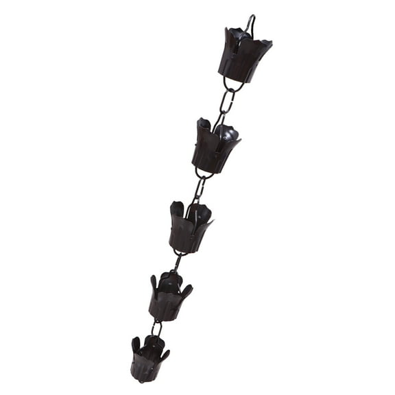 Raindrops Decorative Rain Chain for Outdoor Use with Beautiful Black Copper Design and Calm Sound 1M