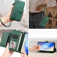 thumbnail image 3 of Funda para OnePlus Nord 2 Lite con cremallera tipo cartera, tarjetero, marco de fotos, soporte y cordón, de piel sintética. verde, 3 of 5