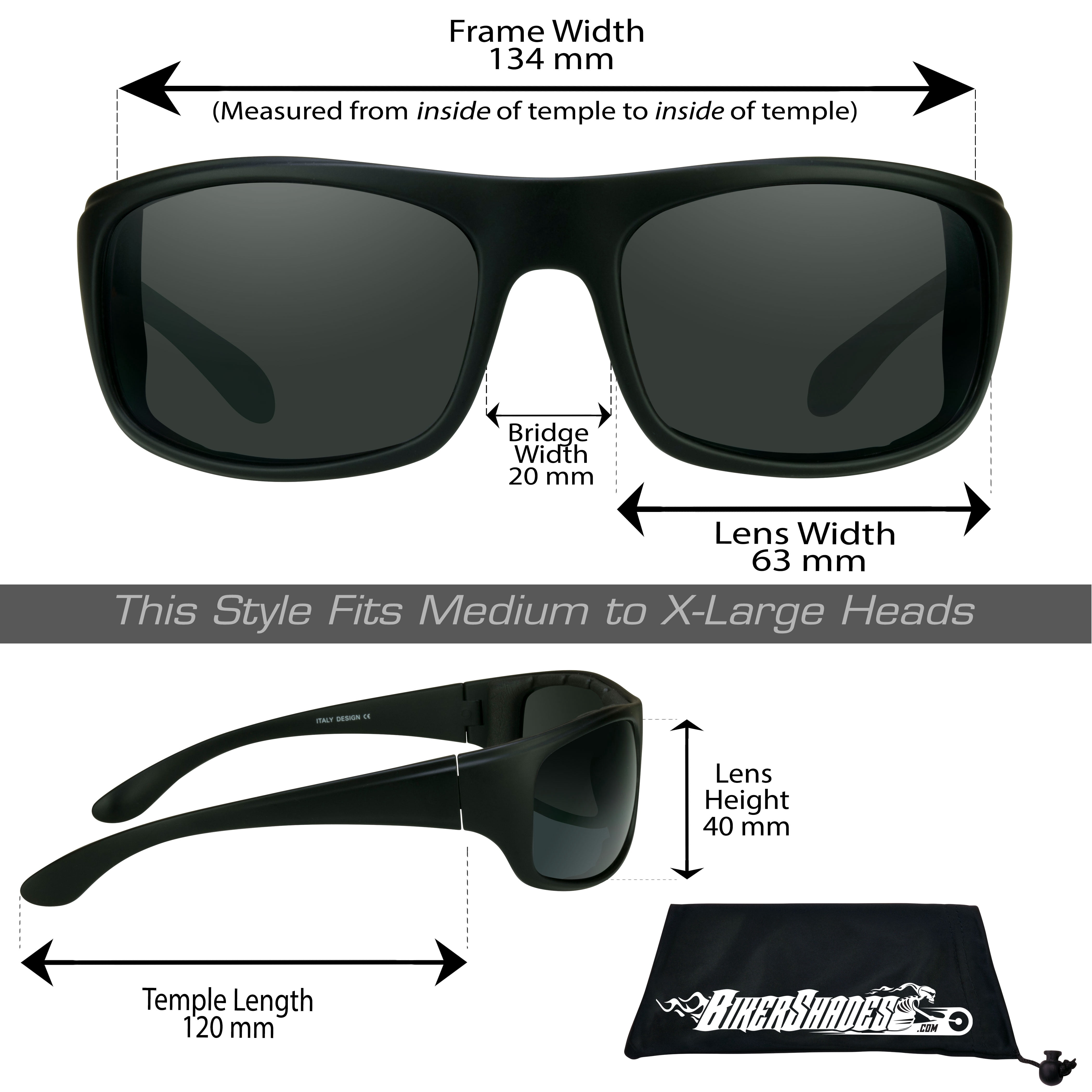 Bikershades Motorcycle Riding Safety Sunglass Foam Padded Large Fit Wind, Dust and Impact Resistant