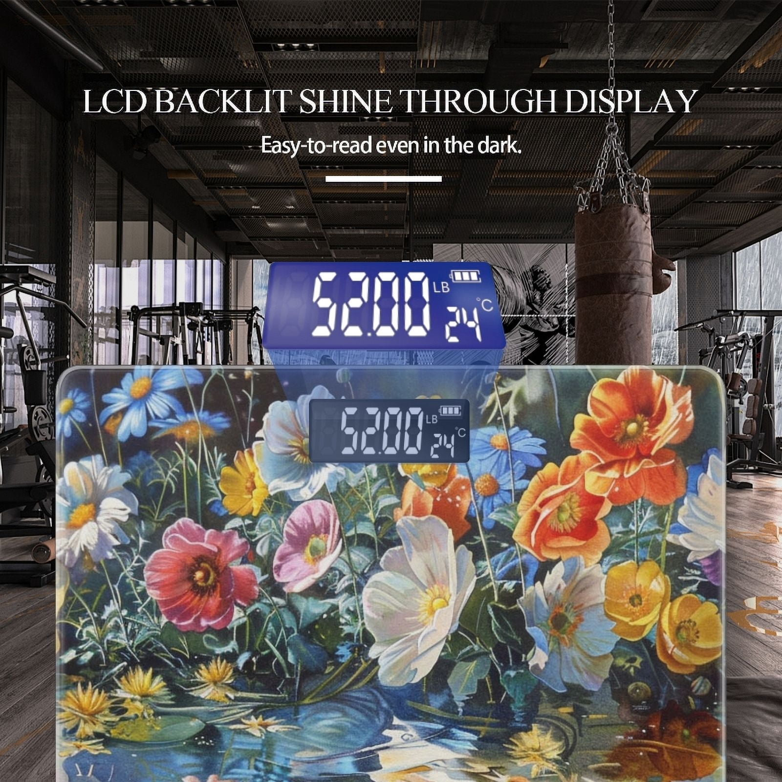 High Precision Body Weight Scale Smart Bathroom Scales with Large LCD Display(400lbs),Decorative for Bedroom-Wildflowers Floating On The Surface Reflecting In Clear Blue Waters