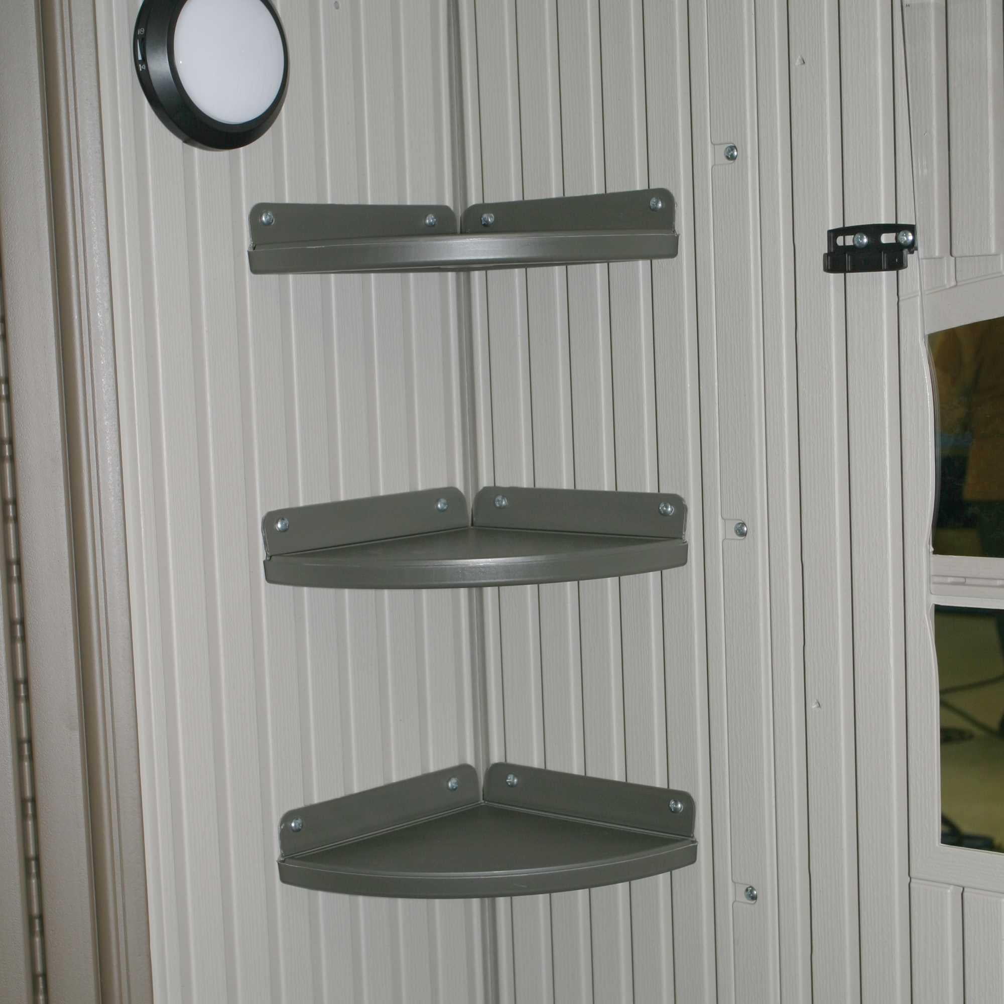 9.5 in. Corner Shelves for Lifetime Sheds - Set of 2, Brown (0110)