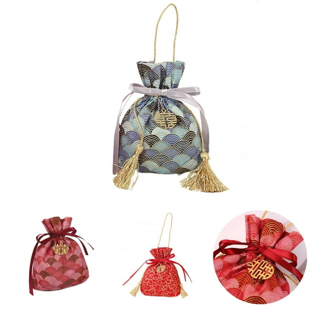 Gift Bag with Drawstring Multifunctional Fabric Strong Load-bearing Candy Pouch for Wedding