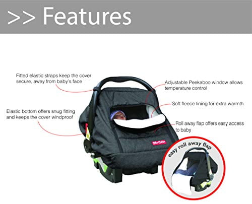 Sho Cute - Baby Car Seat Covers for Boys Girls | Quilted Polar Fleece Newborn Carrier Cover I Warm Infant Carseat Canopy for Spring Autumn Winter | Black Patented
