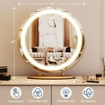 thumbnail image 6 of IDEALHOUSE 19" Round Vanity Mirror with Lights, Gold Makeup Mirror, 3-Color Dimmable LED, Smart Touch, 360° Rotation, Tabletop Mirror for Bedroom and Dressing Room, Easy Install, 6 of 10