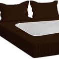 thumbnail image 6 of D.N.G. BEDDINGS 3 Piece Box Spring Cover - 100% Egyptian Cotton, 800 TC, Wrap Around 4 Sides Bed Skirt for Hotel & Home, Fits Box Springs up to 6 Inch - Queen, Stripe Chocolate Color, 6 of 9