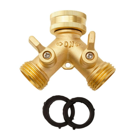 2 Way Brass Hose Splitter, Garden Hose Splitter Heavy Duty 2 Way, Brass Garden Hose Splitter 1pcs Adapter Connector Hose Water Hose Y Valve SNQU