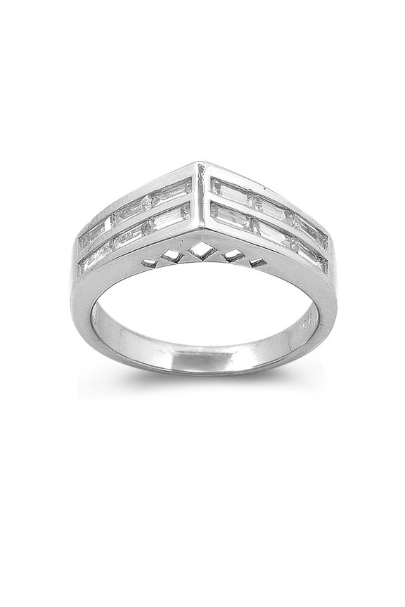 Triangular Pointed Cubic Zirconia Ring Sterling Silver 925 Size 9