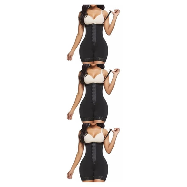 Minnieouse Lady Body Butt Hip Lifter Prenda de vestir Cintura alta Fajas Bragas Ropa interior Corsé Three-Breasted Open Black 3XL Type1 NO1