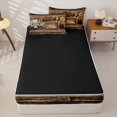 thumbnail image 4 of Castle Fairy Rustic Cabin Jungle Bear Zipper Full Size Comforter Sets with Fitted Sheet and 2 Pillowcases,Vintage Woodalnd Wildlife Zipper Bedding Set,Sepia Brown,Black Reversible,4pcs, 4 of 6