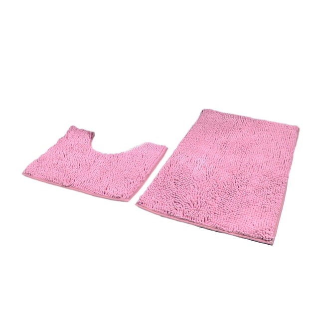 kurtrusly 1/2/3 Polyester Chenille Rug Carpet With Soft Texture Good Stepping Feeling And Strong Grip Prompt Pink 50*80+50*50 1 Pc