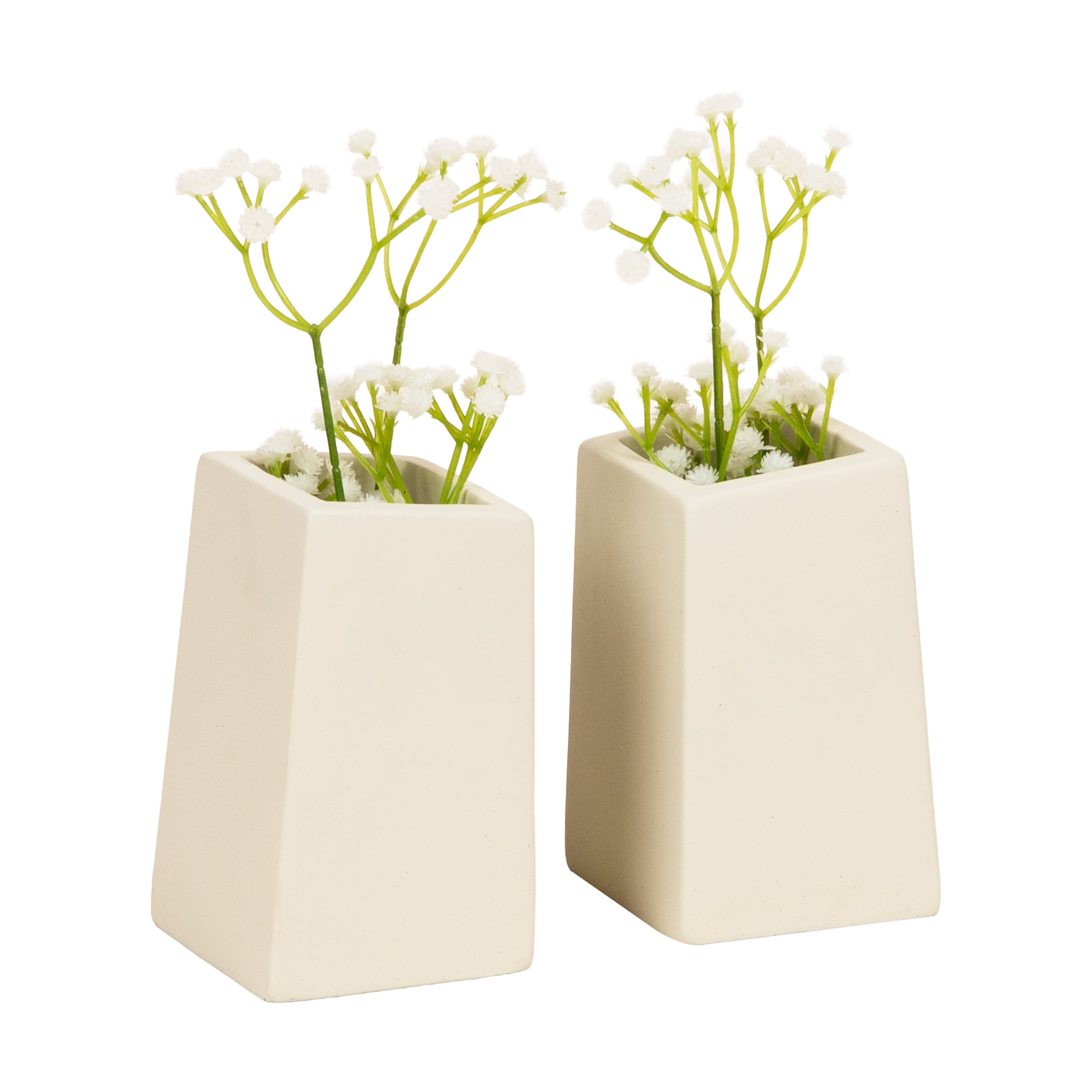 Mind Reader Cement Planter Bookends, Desk Decor and Indoor Plants, Set of 2, White