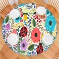 thumbnail image 2 of Pioneer Flower Floral Print Pattern Round Fitted Tablecloth with Elastic Edge,Dining Table Cover Waterproof,Outdoor Round Tablecloth for Camping,Dining,Indoor and Outdoor, 2 of 7