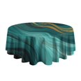 thumbnail image 5 of Teal and Gold Marble Glitter Waves Pattern Round Tablecloth 60"x60",Wrinkle Wipeable Table Cloth for Kitchen Dining Room Picnic Patio Party, 5 of 6