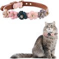 thumbnail image 2 of 1 Uds (1,3*34cm-rosa) Collar para mascotas con decoración floral, Collar ajustable de cuero PU para perros y gatos, perros pequeños y medianos, 2 of 5
