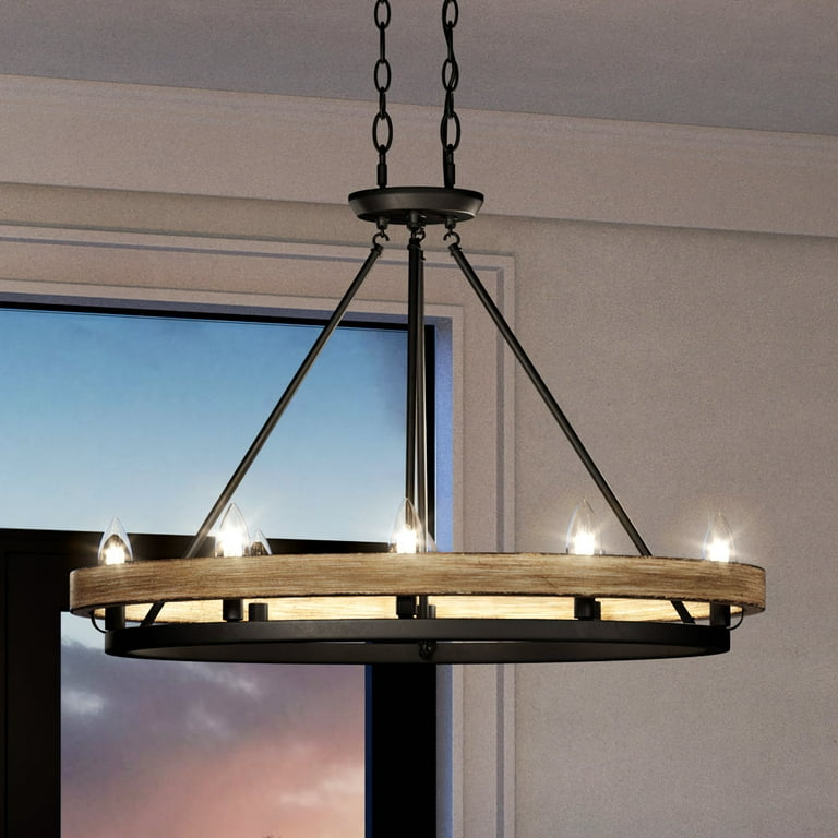 Luxury Rustic Indoor Chandelier 20 H x 30 W with Modern Farmhouse Style Elements Industrial Chic Design Matte Black Finish UEX2102