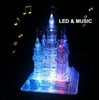 3D Musical Puzzle Crystal Castle Assembly Puzzle 3D Jigsaw with Beautiful Light-Up StillCool