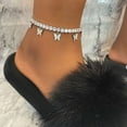 thumbnail image 2 of Layered Ankle Bracelets Set for Women Butterfly Beach Rhinestone Anklet, 2 of 4
