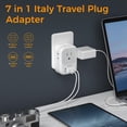 thumbnail image 3 of Adaptador de enchufe de viaje Tessan tipo L Italia con 4 salidas, 3 USB, 3 of 6