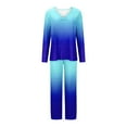 thumbnail image 4 of Kaemgyyd 2 Piece Pjs Sets for Women Casual Gradient Long Sleeve V Neck Top and Soft Comfy Pants Sleepwear Loungewear, 4 of 5