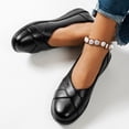 thumbnail image 3 of Rokment Wedges Ballet Flat Dressy Shoes for Women Ladies 2026 Spring Fall Stylish Casual Leather Low Heels Slip on Walking Loafers Comfortable Nursing Dress Footwear Black Size 6, 3 of 6