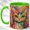 Green, variant on Rainbow Cat Face Coffee Mug, Colorful Pet Mug, Ceramic 11 oz