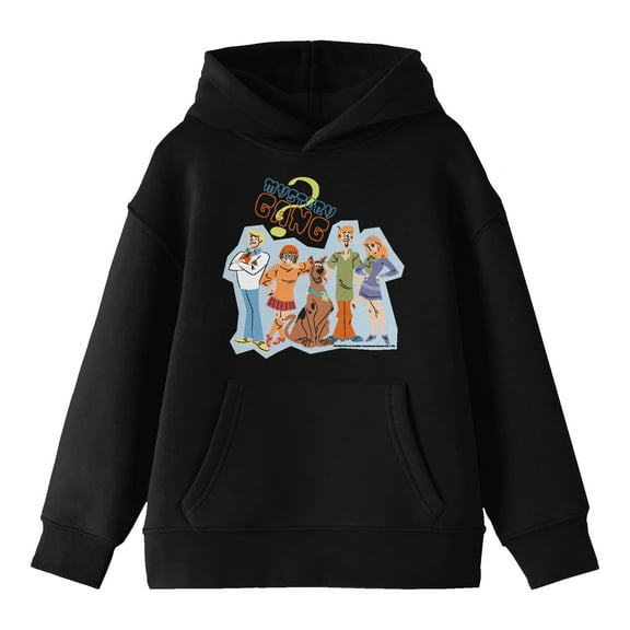 Scooby Doo Mystery Gang Doodle Youth Black Graphic Hoodie-XS