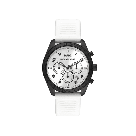 Michael Kors Keaton 43mm Steel Chronograph White Dial Quartz Mens Watch MK8685