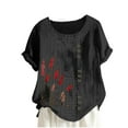 thumbnail image 2 of Shorts pour Femmes, Blouses pour Femmes, Mode Féminine Imprimée Confortable Ample Manches Courtes Blouse Boutonnée Col Rond Décontracté, 2 of 4