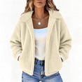 thumbnail image 3 of Women's Faux Fleece Long Sleeve Coat with Pocket Outerwear Jacket for Fall and Winter Casual Daily Wear Travel Streetwear Fashion Essential Gift for Ladies | CSEONE,Khaki L, 3 of 9