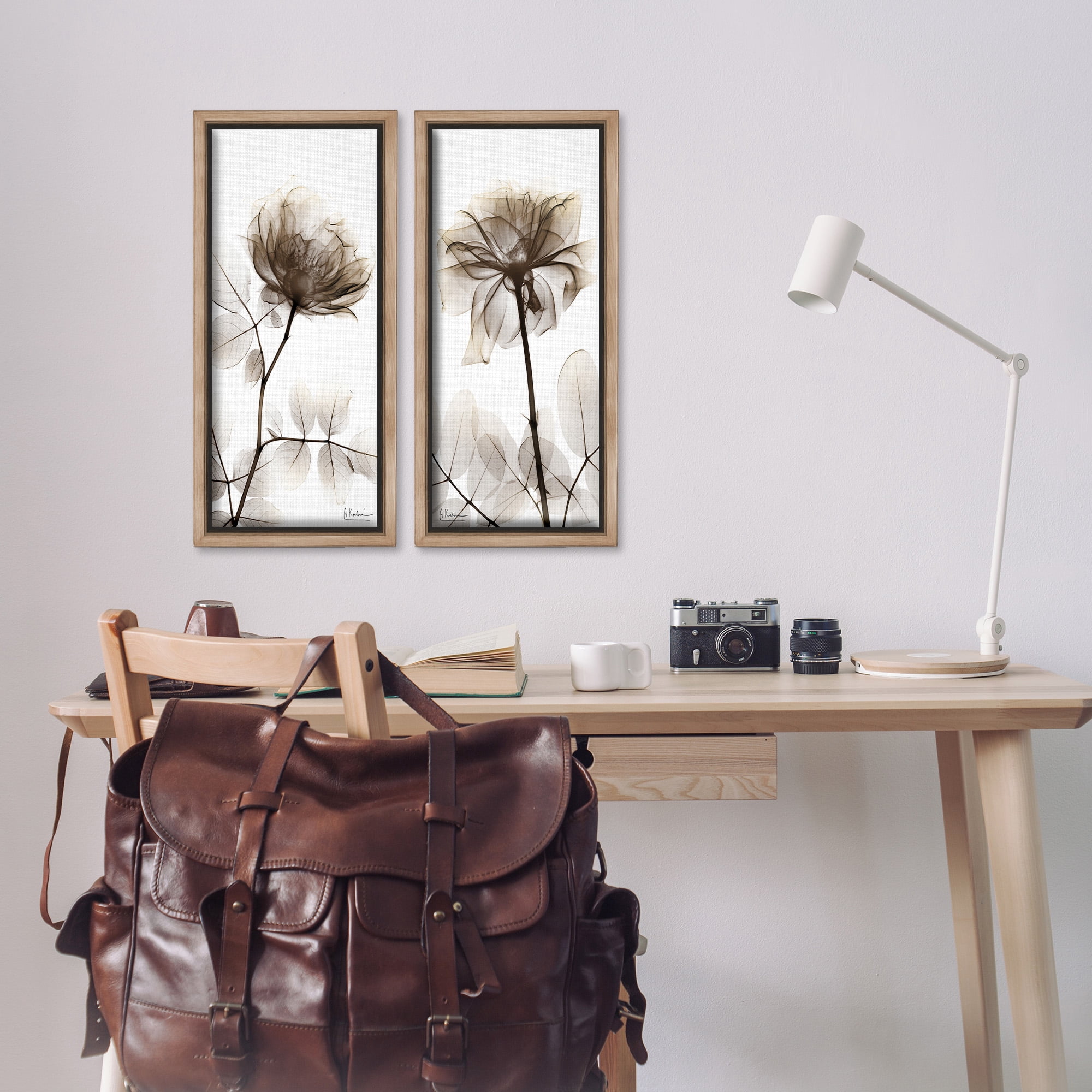 Stupell Industries Natural Modern Blooms Botanical & Floral Photography Brown Floater Framed Canvas Art Print Wall Art, 11 x 25, Set of 2