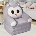 thumbnail image 6 of Kids Sofa Chair for Toddler, 2-in-1 Folding Soft Baby Couch with Removable Cover, Comfy Plush Children's Recliner, Convertible Floor Sofa Bed to Lounger for Girls Boys Age 1-3,Owls Grey, 6 of 6