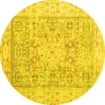 thumbnail image 1 of Ahgly Company Machine Washable Indoor Round Oriental Yellow Traditional Area Rugs, 5' Round, 1 of 4