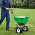 thumbnail image 3 of Memoryfield 80LB Broadcast Spreader 12FT Wide, 13" All-Terrain Wheels, Walk Behind Lawn Spreader for Lawn Fertilizer/Seed/Salt, Green, 3 of 7
