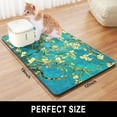thumbnail image 2 of Dog Food Mat, 12" x 19" Flower Absorbent Dog Cat Bowl Mat for Food and Water, Cute Anti-Slip Rubber Pet Feeding Rug Protect Floors, Placemat for Feeding & Watering Supplies, Green, 2 of 6