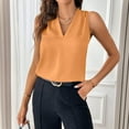 thumbnail image 2 of Ktyne Tank Top Women Business Professional Sleeveless Blouses for Under Blazer V-Neck Vest Shirt Summer Trendy Work Tops Orange XL, 2 of 7