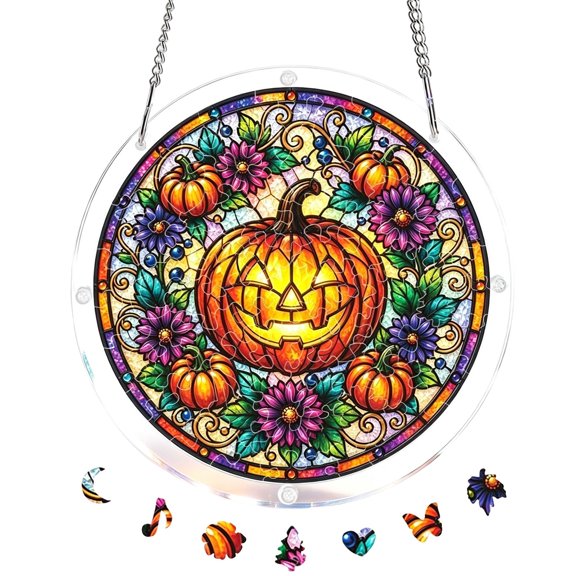 Ciozy Halloween Ghost Acrylic Puzzle Sun Catcher, DIY Acrylic Window Hanging Decor, Spooky Cute Sun Catcher Ornament for Home Garden Patio Wall Decoration, 5.9 Inch - Must-have