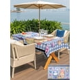 thumbnail image 4 of Outdoor Tablecloth with Umbrella Hole and Zipper, Bunny Gnomes Easter Rectangle Table Cloth 60x102 Inch Waterproof Tablecloth, Eggs Blue Checkered Farmhouse Picnic Table Cover for Patio Camping, 4 of 7