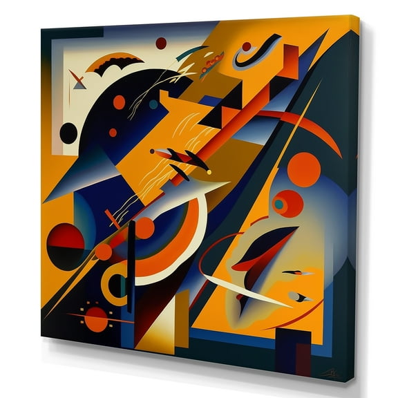 Designart Multicolor Geometric Orange Shapes IV Canvas Wall Art