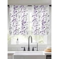 thumbnail image 2 of Purple Grey Botanical Sheer Curtains 54 Inch Length 2 Panels Set Window Treatments, Spring Floral Summer Farmhouse Rod Pocket Semi Curtains for Living Room/Bedroom/Kitchen Décor, 104"W x 54"L, 2 of 7
