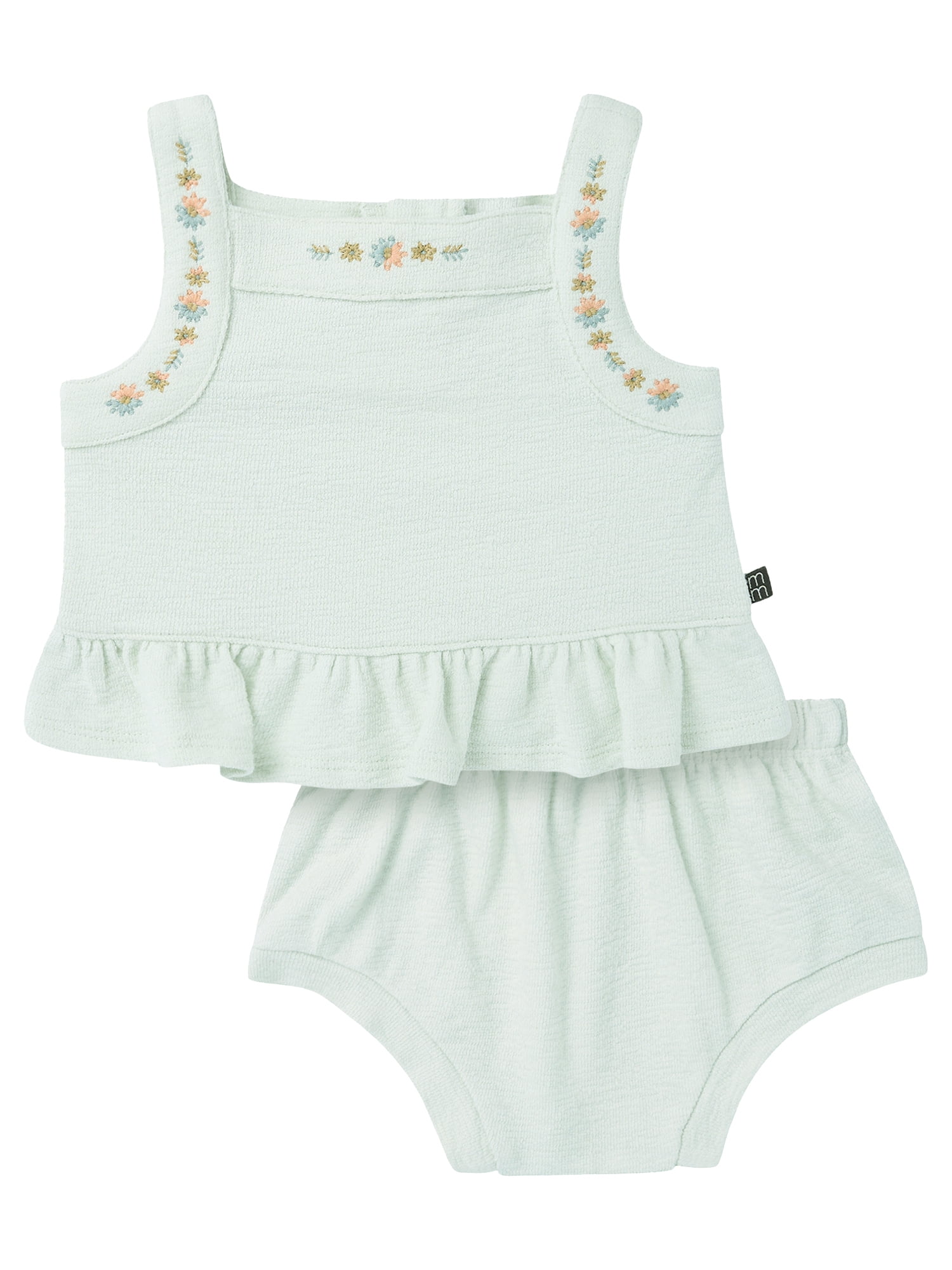 Modern Moments by Gerber Baby Girl Bloomer Outfit Set with Embroidery, 2-Piece, Sizes 0/3 Months - 24 Months