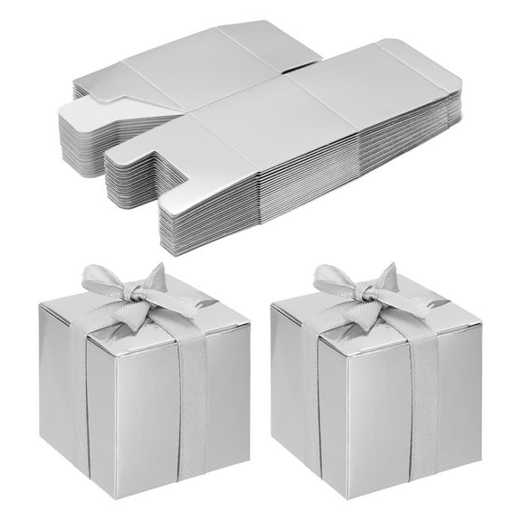 Uxcell Favor Boxes, Candy Party Butterfly Gift Boxes for Wedding Mother's Day Easter Anniversary Silver