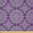 thumbnail image 2 of Ambesonne Purple Mandala Fabric by the Yard Microfiber, Swirl Floral Branch, 10 Yards, White Purple, 2 of 2