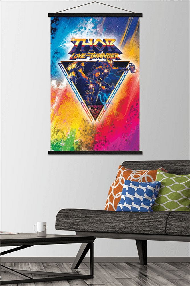 Marvel Thor: Love and Thunder - Rainbow Splatter Wall Poster with Magnetic Frame, 22.375" x 34"