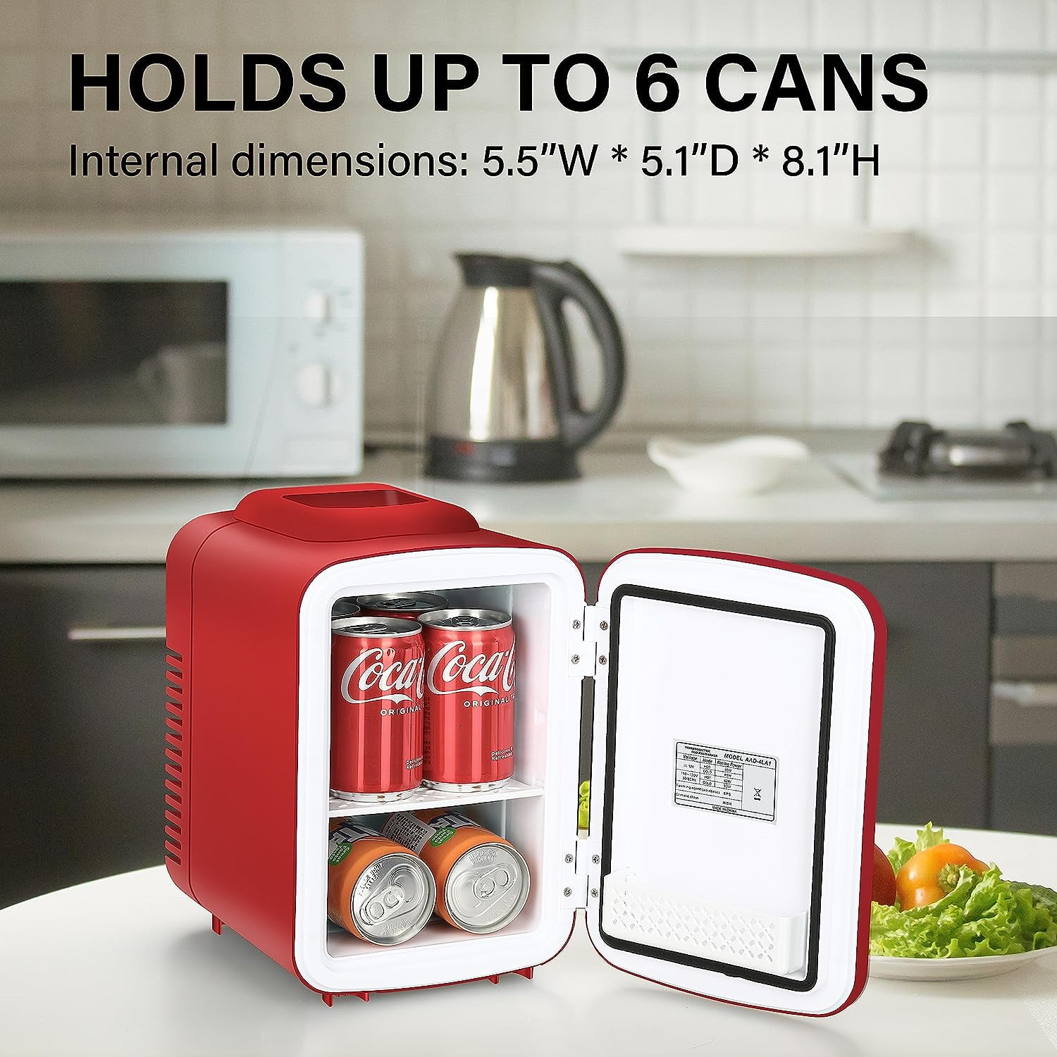 Portable  Fridge 4L Red Cooler Warmer for Skincare Cosmetics Beverage Food Bedroom Office Dorm -